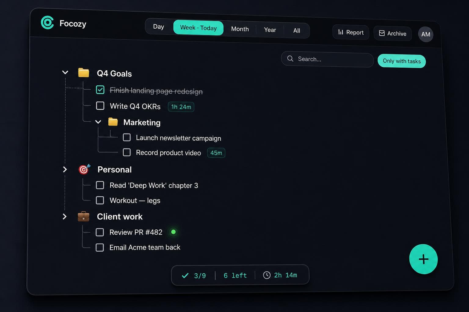 Focozy interface